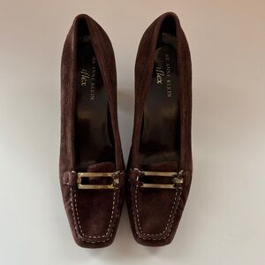 Anne Klein Chocolate Brown Suede Loafers